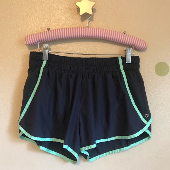 GapFit Navy Athletic Shorts. Green Piping. Small.